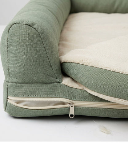 Rostl Large Three-Sided Bolster Dog Bed 105 x 75 cm Sage - Detail view