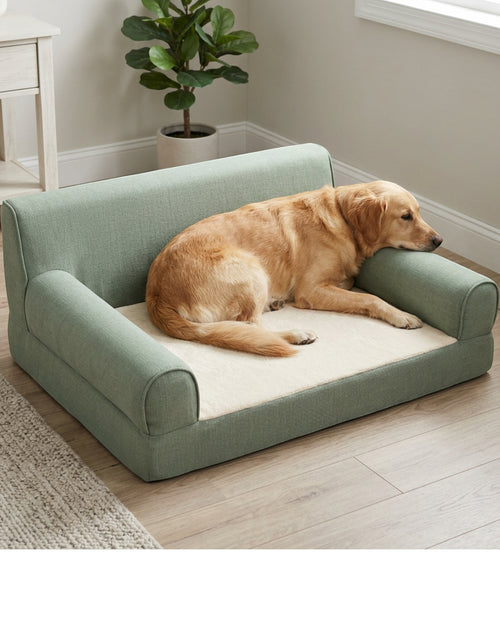 Rostl Large Three-Sided Bolster Dog Bed 105 x 75 cm Sage - Lifestyle view